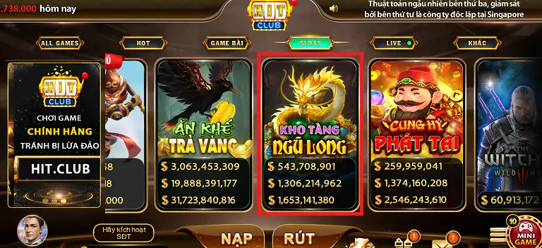 Kho tàng ngũ long - Tựa game hút khách nhất tại hitclub Cách tham gia chơi nổ hũ Kho tàng ngũ long tại HITCLUB