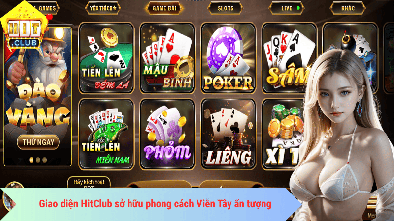 Giao diện HitClub sở hữu phong cách Viễn Tây ấn tượng